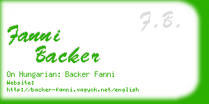 fanni backer business card